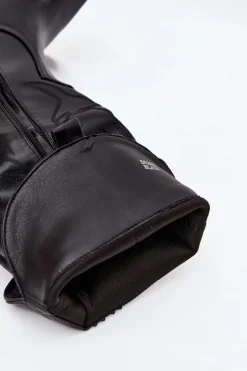 Hot Boto Kozaki Kowbojki Na Słupku Eko Skórzane Ocieplane Czarne Zareen