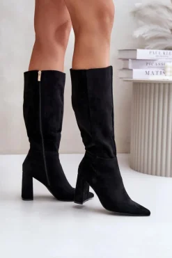 Boto Kozaki Na Słupku|Kozaki Przed Kolano*Kozaki Na Słupku Przed Kolano Czarne Lannetea