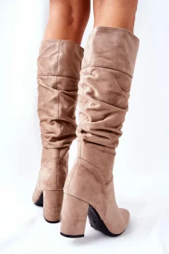 Buty damskie Vinceza Kozaki Na Obcasie|Kozaki Zamszowe*Kozaki Na Słupku Zamszowe Beżowe Dorelle