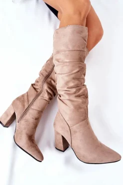 Buty damskie Vinceza Kozaki Na Obcasie|Kozaki Zamszowe*Kozaki Na Słupku Zamszowe Beżowe Dorelle
