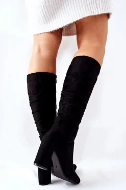 Buty damskie Vinceza Kozaki Na Słupku Zamszowe Czarne Dorelle