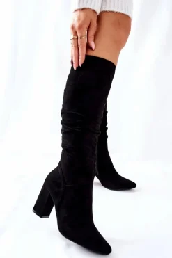 Buty damskie Vinceza Kozaki Na Słupku Zamszowe Czarne Dorelle