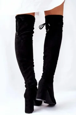 Best Boto Kozaki Na Słupku Zamszowe Czarne Agaloa