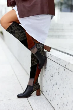 Damskie Maciejka Kozaki Na Suwak Brązowe 05240-02