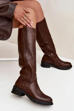 Boto Kozaki Przed Kolano|Kozaki Na Obcasie*Kozaki Oficerki Damskie Na Niskim Obcasie Ocieplane Brązowe Averna Brązowy