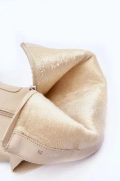 Sale Boto Kozaki Z Cholewką Do Połowy Łydki Jasnobeżowe Lizames