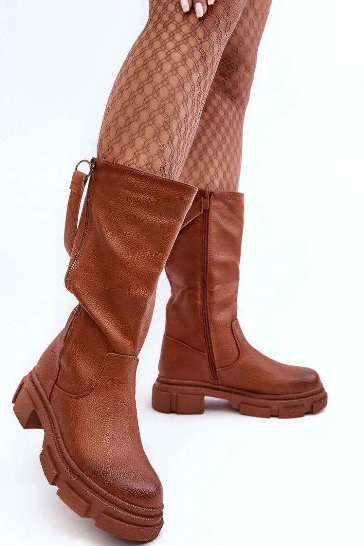 Boto Kozaki Płaskie|Kozaki Przed Kolano*Kozaki Z Cholewką Do Połowy Łydki Brązowe Lizames
