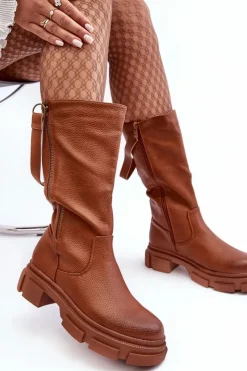 Boto Kozaki Płaskie|Kozaki Przed Kolano*Kozaki Z Cholewką Do Połowy Łydki Brązowe Lizames