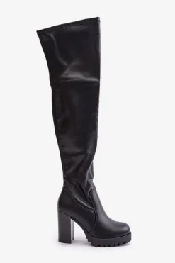 Discount Boto Kozaki Z Cholewką Za Kolano Na Słupku Czarne Nelothiel