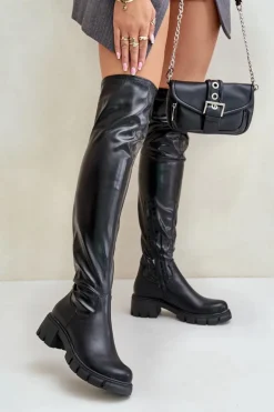 Boto Kozaki Za Kolano Na Płaskim Obcasie Z Eko Skóry Mesiga