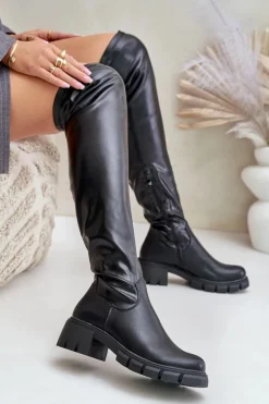 Boto Kozaki Za Kolano Na Płaskim Obcasie Z Eko Skóry Mesiga