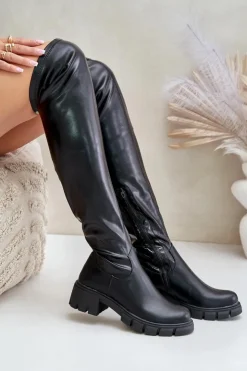 Boto Kozaki Za Kolano Na Płaskim Obcasie Z Eko Skóry Mesiga