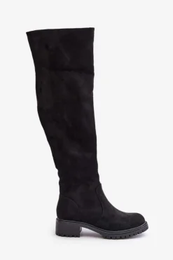 Hot Boto Kozaki Za Kolano Na Płaskim Obcasie Czarne Filora