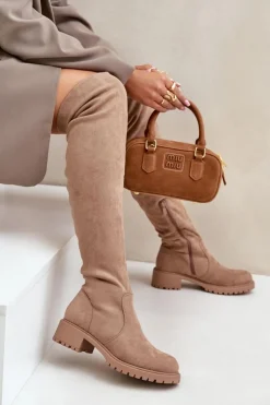 Boto Muszkieterki|Kozaki Płaskie*Kozaki Za Kolano Na Płaskim Obcasie Beżowe Filora