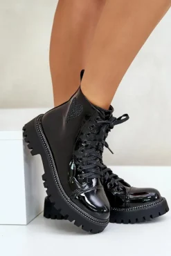 Online Boto Lakierowane Botki Damskie Na Zamek Z Ozdobnym Sercem Czarne Obeena