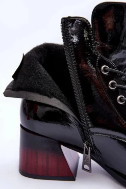 New Buty damskie Vinceza Lakierowane Botki Na Obcasie Czarne Luloshe