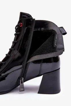 Damskie Buty damskie Vinceza Lakierowane Botki Na Słupku Czarne Basciano