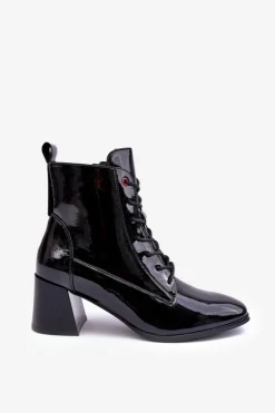 Damskie Buty damskie Vinceza Lakierowane Botki Na Słupku Czarne Basciano