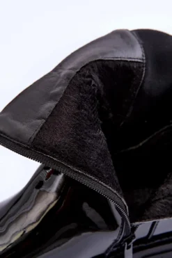 Boto Czarne Botki|Botki Płaskie*Lakierowane Botki Sztyblety Damskie Czarne Elspetia