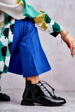 Damskie Damskie buty S.Barski Lakierowane Botki Z Ozdobą Czarne Betrix