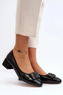 Buty damskie Vinceza Czółenka Na Słupku|Czółenka Klasyczne*Lakierowane Czółenka Na Klocku Czarne Ilvanna