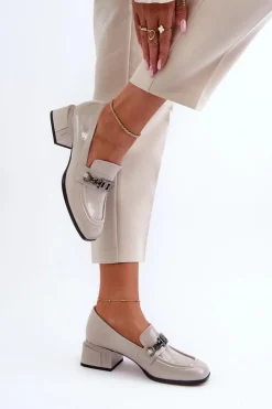Damskie buty S.Barski Czółenka Klasyczne*Lakierowane Czółenka Na Klocku Szare S.Barski MR38-960 Szary