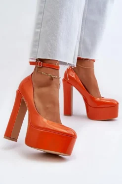 Boto Czółenka Na Platformie|Czółenka Na Słupku*Lakierowane Czółenka Na Masywnej Platformie I Słupku Pomarańczowe Ninames