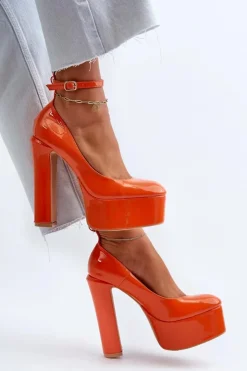 Boto Czółenka Na Platformie|Czółenka Na Słupku*Lakierowane Czółenka Na Masywnej Platformie I Słupku Pomarańczowe Ninames