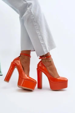 Boto Czółenka Na Platformie|Czółenka Na Słupku*Lakierowane Czółenka Na Masywnej Platformie I Słupku Pomarańczowe Ninames