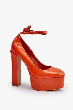 Boto Czółenka Na Platformie|Czółenka Na Słupku*Lakierowane Czółenka Na Masywnej Platformie I Słupku Pomarańczowe Ninames