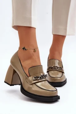 Buty damskie Vinceza Czółenka Na Platformie|Czółenka Na Słupku*Lakierowane Czółenka Na Masywnym Obcasie Zielone Terimene Zielony