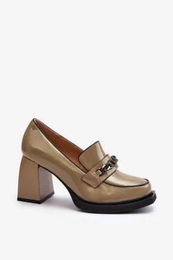 Buty damskie Vinceza Czółenka Na Platformie|Czółenka Na Słupku*Lakierowane Czółenka Na Masywnym Obcasie Zielone Terimene Zielony