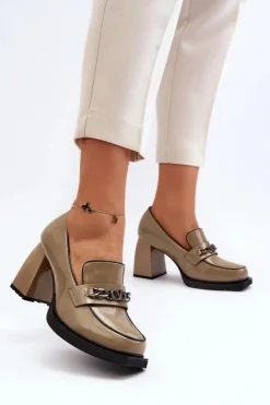 Buty damskie Vinceza Czółenka Na Platformie|Czółenka Na Słupku*Lakierowane Czółenka Na Masywnym Obcasie Zielone Terimene Zielony