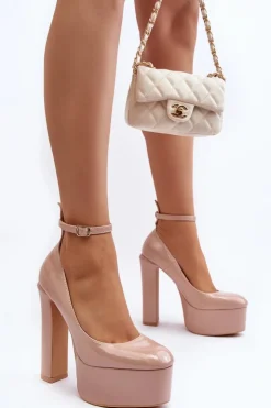 Boto Czółenka Na Platformie|Czółenka Na Słupku*Lakierowane Czółenka Na Masywnej Platformie I Słupku Beżowe Ninames