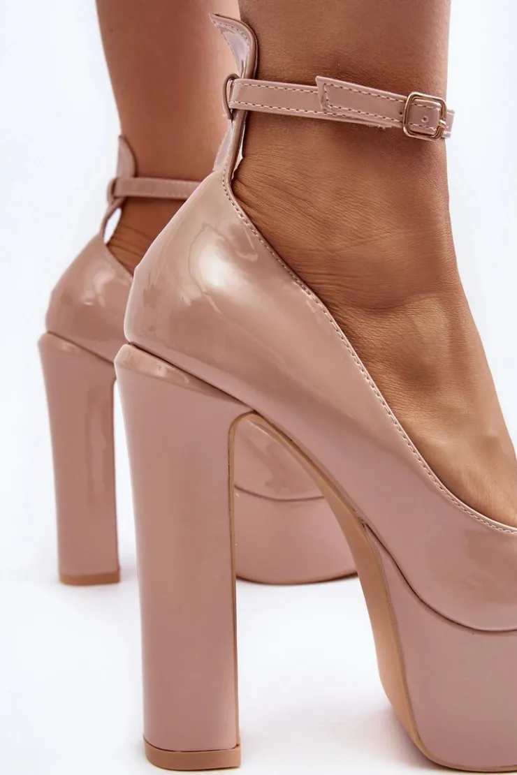 Boto Czółenka Na Platformie|Czółenka Na Słupku*Lakierowane Czółenka Na Masywnej Platformie I Słupku Beżowe Ninames