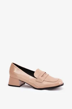 Boto Półbuty Lakierowane|Czółenka Klasyczne*Lakierowane Czółenka Na Niskim Obcasie Nude Selenith