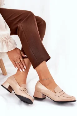 Boto Półbuty Lakierowane|Czółenka Klasyczne*Lakierowane Czółenka Na Niskim Obcasie Nude Selenith