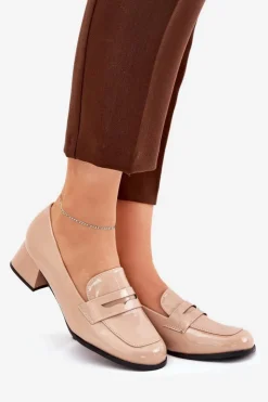 Boto Półbuty Lakierowane|Czółenka Klasyczne*Lakierowane Czółenka Na Niskim Obcasie Nude Selenith