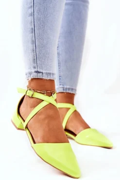 Discount Boto Lakierowane Czółenka Na Niskim Obcasie Neonowy Żółty Giovanna