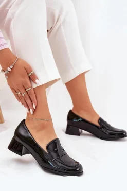 Best Boto Lakierowane Czółenka Na Niskim Obcasie Czarne Selenith