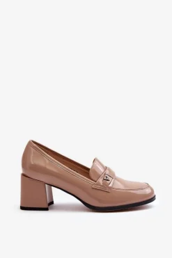 Buty damskie Vinceza Czółenka Na Słupku|Czółenka Klasyczne*Lakierowane Czółenka Na Obcasie Beżowe Felicijana