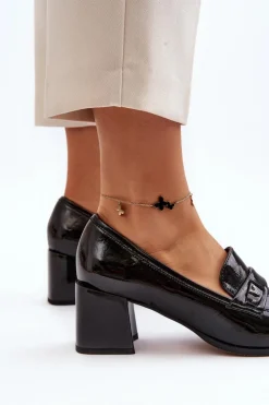 Damskie Buty damskie Vinceza Lakierowane Czółenka Na Obcasie Czarne Felicijana