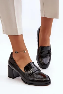 Damskie Buty damskie Vinceza Lakierowane Czółenka Na Obcasie Czarne Felicijana