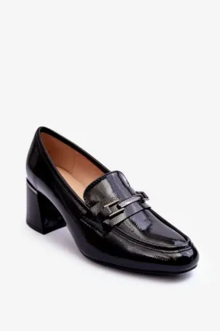 Buty damskie Vinceza Czółenka Na Słupku|Czółenka Klasyczne*Lakierowane Czółenka Na Słupku Czarne Idona