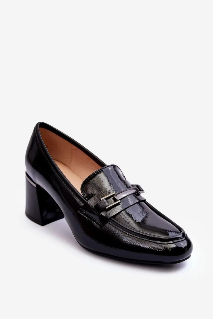 Buty damskie Vinceza Czółenka Na Słupku|Czółenka Klasyczne*Lakierowane Czółenka Na Słupku Czarne Idona