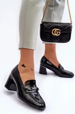 Buty damskie Vinceza Czółenka Na Słupku|Czółenka Klasyczne*Lakierowane Czółenka Na Słupku Czarne Idona