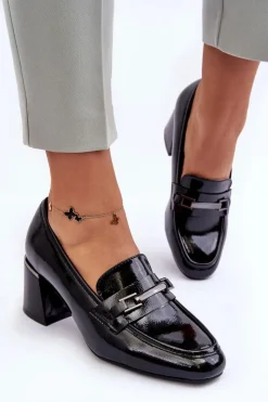 Buty damskie Vinceza Czółenka Na Słupku|Czółenka Klasyczne*Lakierowane Czółenka Na Słupku Czarne Idona