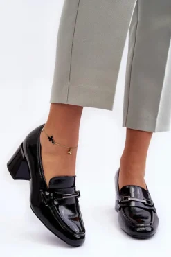 Buty damskie Vinceza Czółenka Na Słupku|Czółenka Klasyczne*Lakierowane Czółenka Na Słupku Czarne Idona