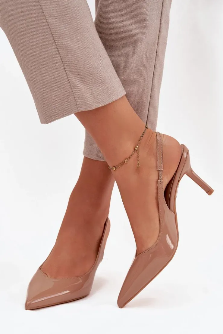 Boto Szpilki Lakierowane|Czółenka Klasyczne*Lakierowane Czółenka Na Szpilce Ciemnobeżowe Phelia Beżowy