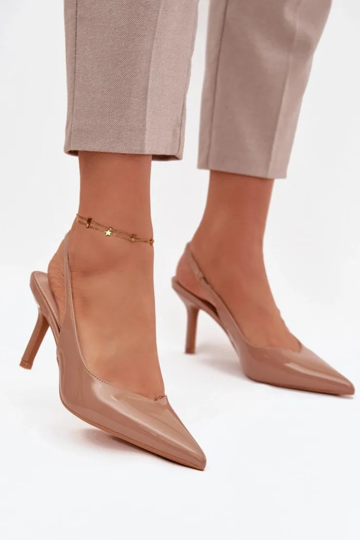 Boto Szpilki Lakierowane|Czółenka Klasyczne*Lakierowane Czółenka Na Szpilce Ciemnobeżowe Phelia Beżowy